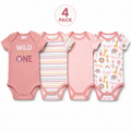 Baby Girl Bodysuit 4 Pack Cotton Soft Onesie Infant 3-9 Months Cute Outfit Set