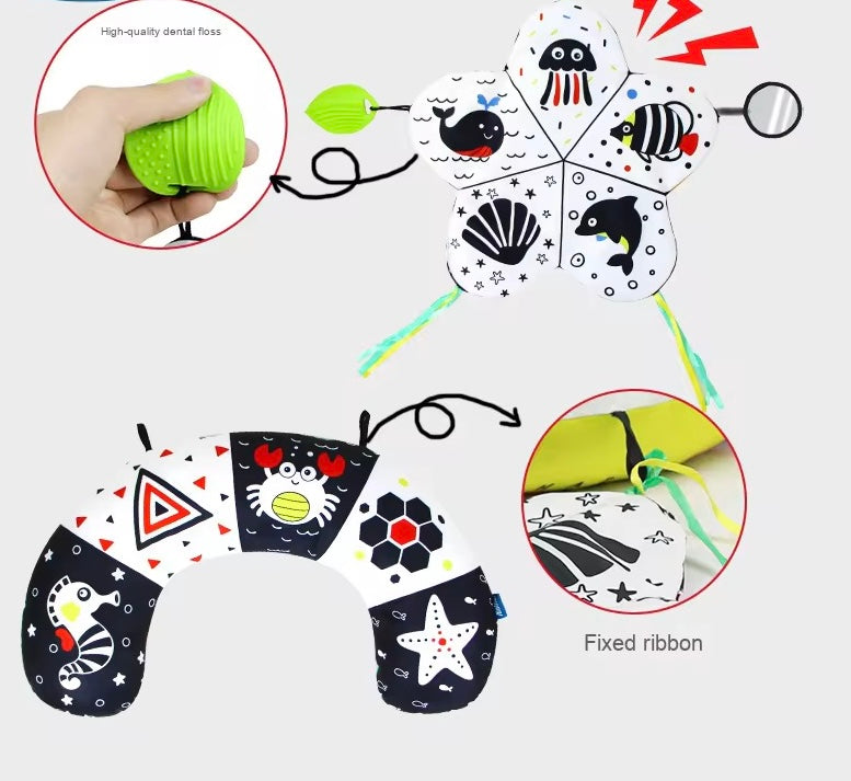 Baby Tummy Time Pillow & Sensory Toy Set