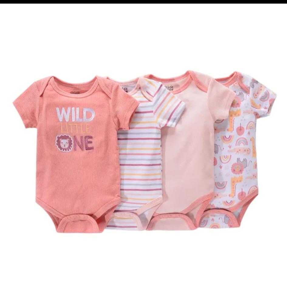 Baby Girl Bodysuit 4 Pack Cotton Soft Onesie Infant 3-9 Months Cute Outfit Set