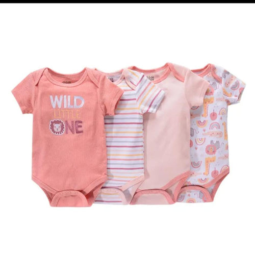 Baby Girl Bodysuit 4 Pack Cotton Soft Onesie Infant 3-9 Months Cute Outfit Set