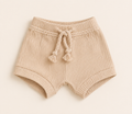 Unisex Baby Summer Outfit Set – Cotton Ribbed Top & Shorts (3-6M) – Beige